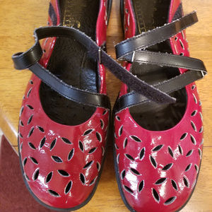 Rieker red patent mary janes